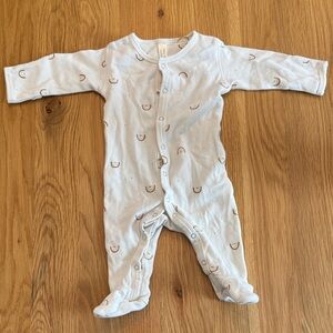 Rylee + Cru Cream Baby Footie with Brown Accents